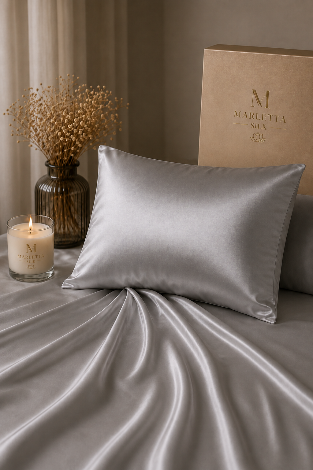 AVAILABLE I MARLETTA SILK 100% Mulberry Silk Pillowcase