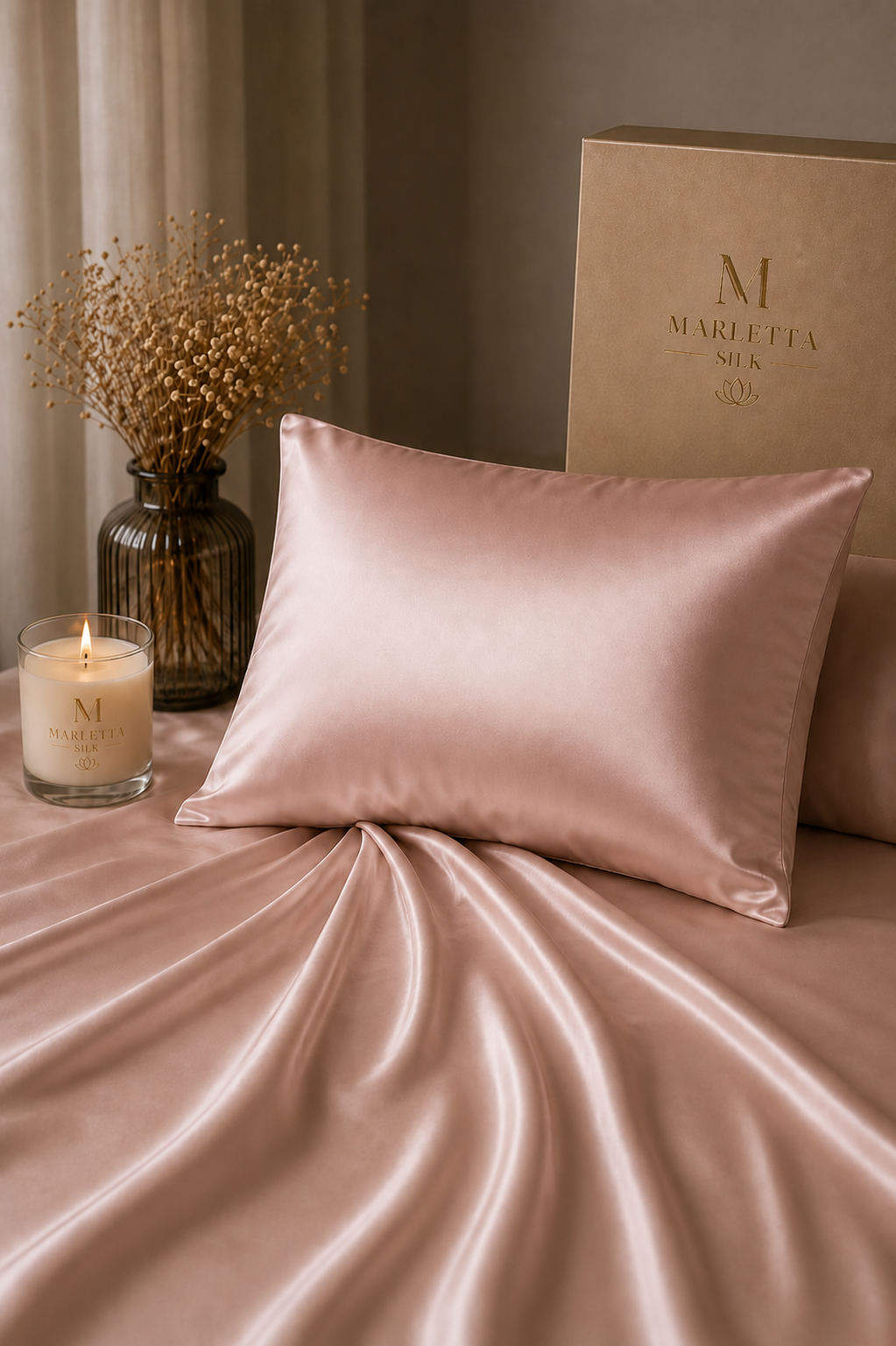 AVAILABLE I MARLETTA SILK 100% Mulberry Silk Pillowcase
