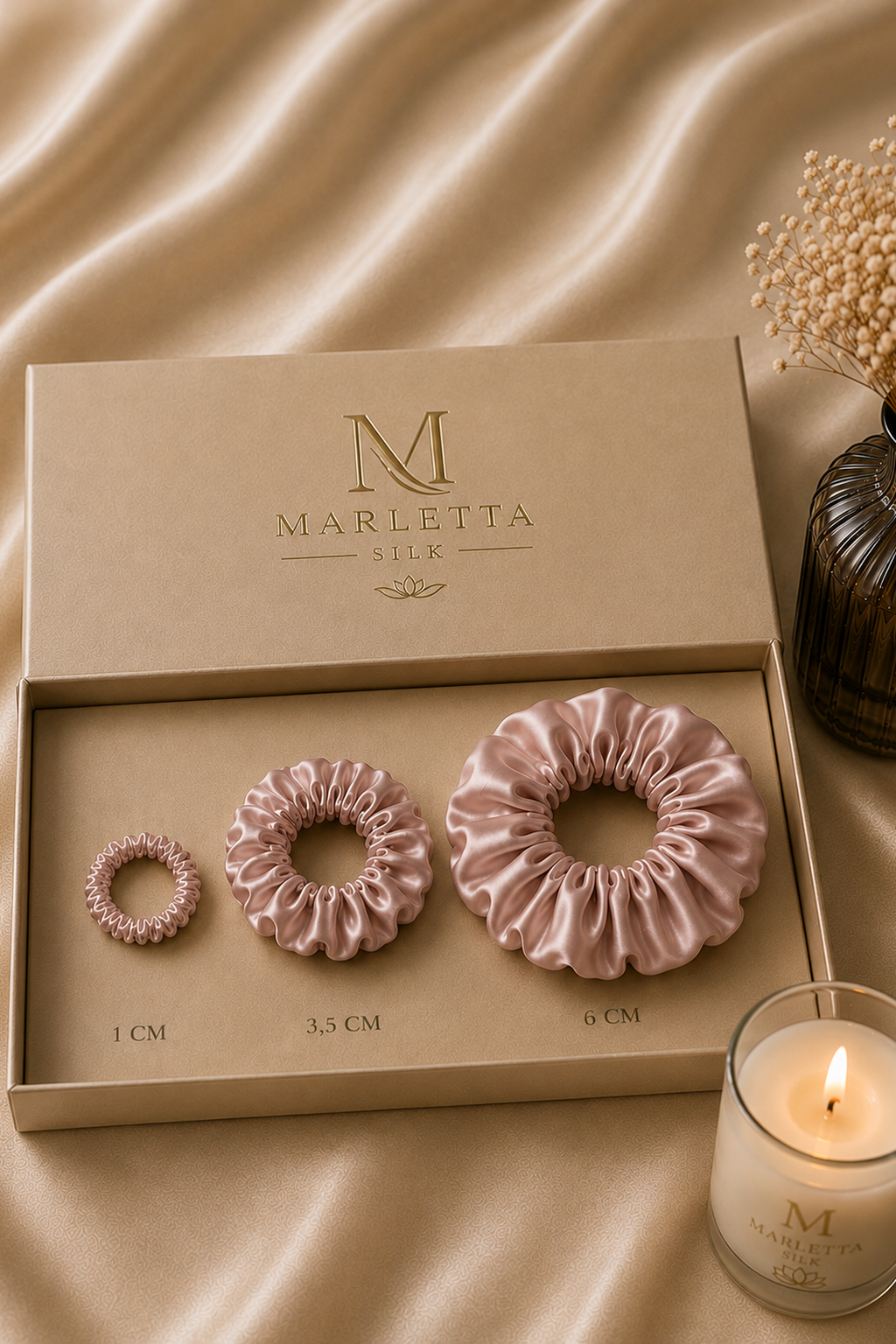 COMING SOON I MARLETTA SILK 100% Mulberry Silk Scrunchies Set