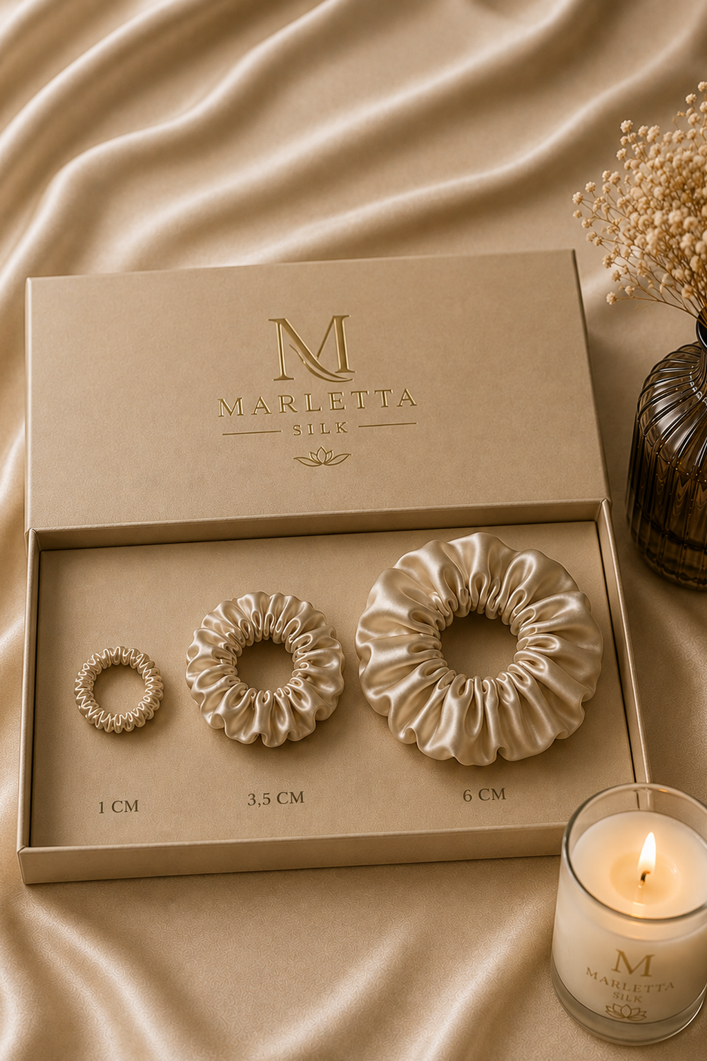 COMING SOON I MARLETTA SILK 100% Mulberry Silk Scrunchies Set