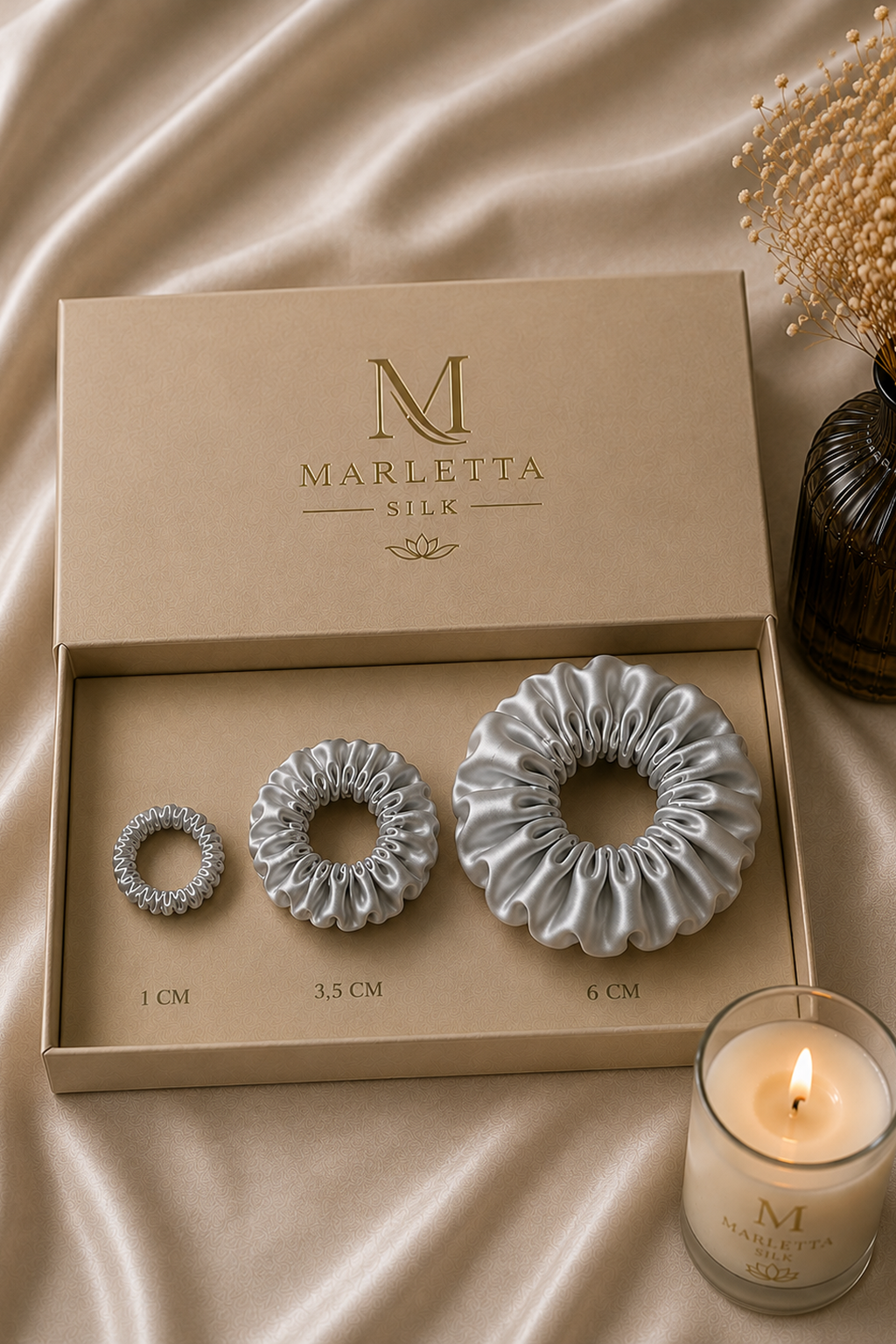 COMING SOON I MARLETTA SILK 100% Mulberry Silk Scrunchies Set